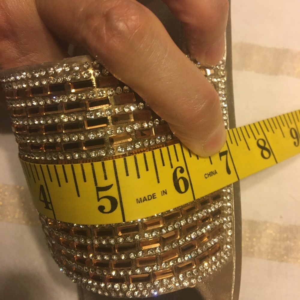 🎁2/$12 SZ 9 (40) KALEIDOSCOPE COPPER & GOLD & RHINESTONE SANDALS - Picture 6 of 7